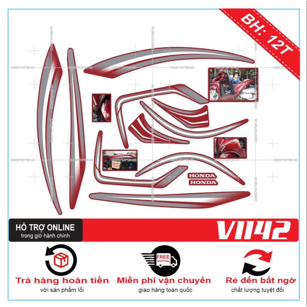 TEM XE VISION 2016 DÁN XE ĐỎ -- SHIN DECAL 2