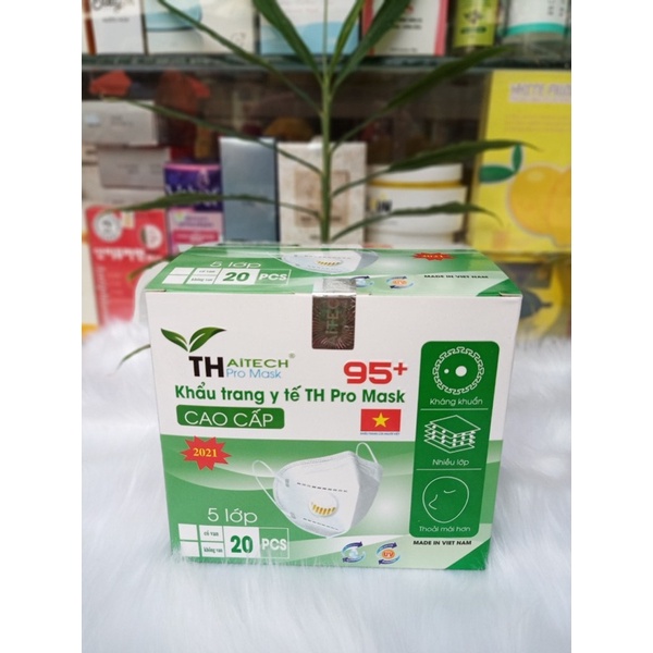 Hộp 20 Cái Khẩu Trang N95+ TH Promax Người Lớn Kháng Khuẩn Lọc Bụi Siêu Mịn Có Van