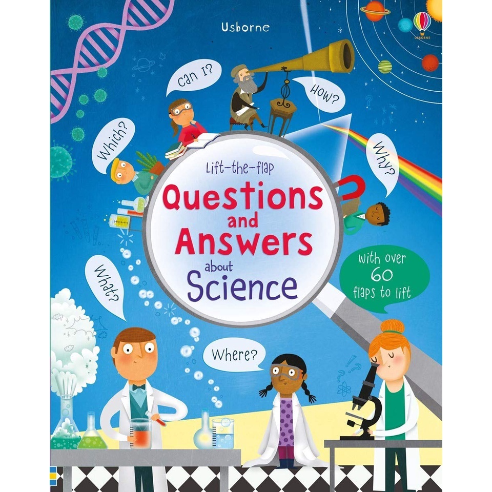 Sách Usborne - tương tác lật mở cho bé 6-8 tuổi Lift The Flap Questions &amp; Answers about Science