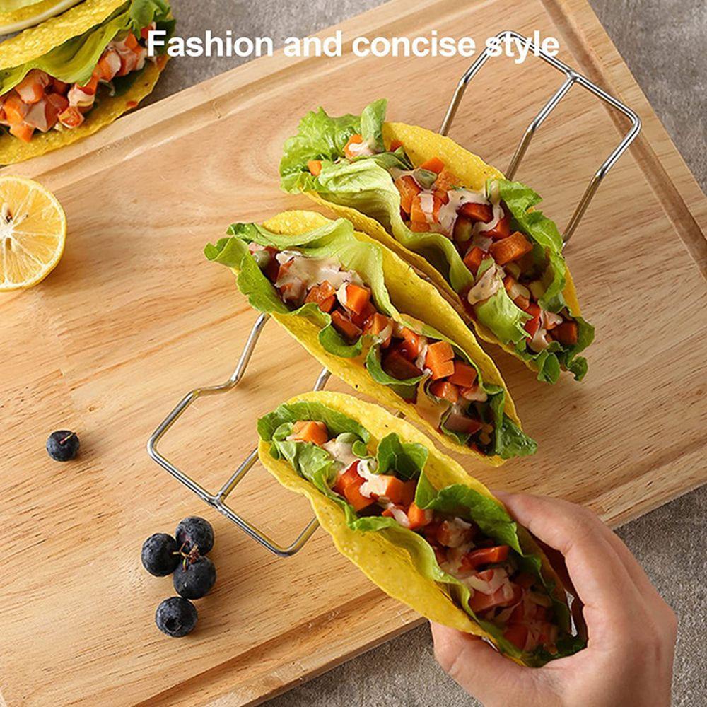 HARRIETT Giá Đỡ Bánh Taco Bằng Thép Không Gỉ Thiết Kế Gợn Sóng Tiện Dụng
