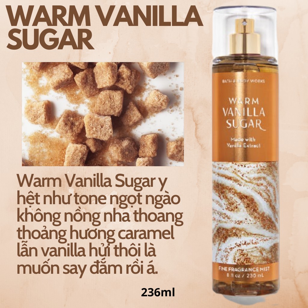 Xịt Thơm Toàn Thân Bath And Body Works - Warm Vanilla Sugar Body Mist (236ml)