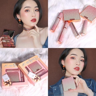 Bộ bảng phấn mắt + mascara + son môi chuyên dụng trang điểm vỏ đựng ánh kim sang trọng tinh tế