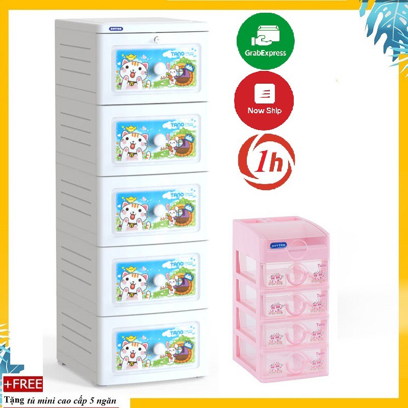 Tủ Nhựa Duy Tân Tano 5 Ngăn new 2020- TẶNG KÈM TỦ NHỰA MINI