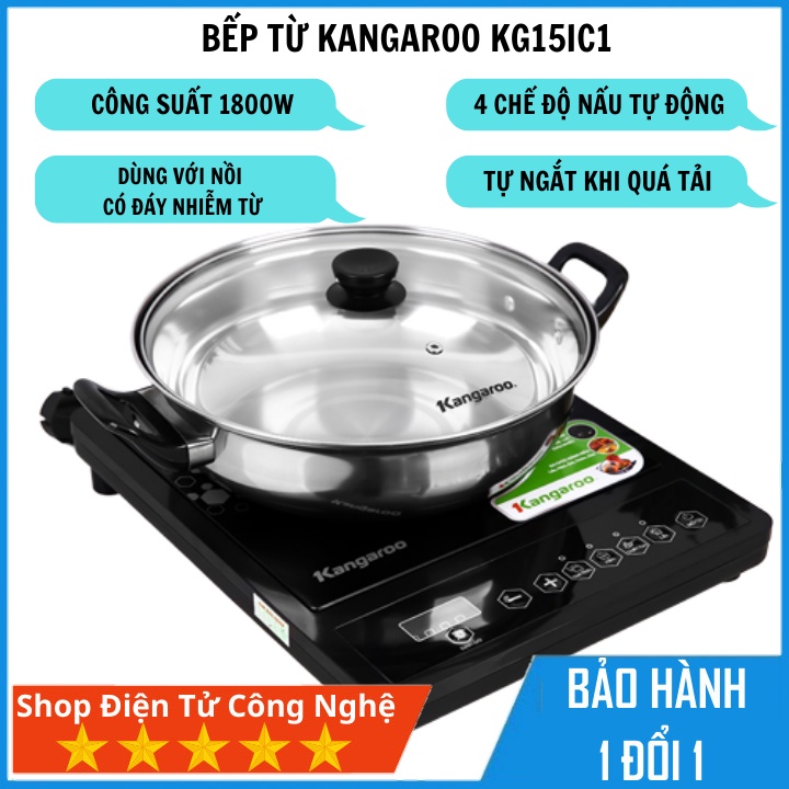 Bếp từ Kangaroo KG15IC1 tặng kèm nồi công suất 1800w bảo hành 12 tháng