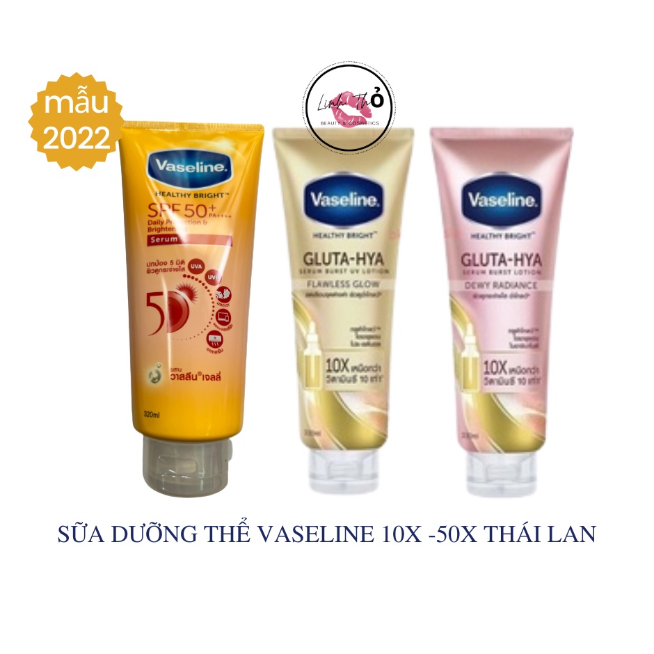 [NEW 2022] Sữa Dưỡng Thể Vaseline chống nắng Healthy Bright 50X Tuýp 320ml Thái Lan - Dưỡng Thể Vaseline 10x Gluta Hya