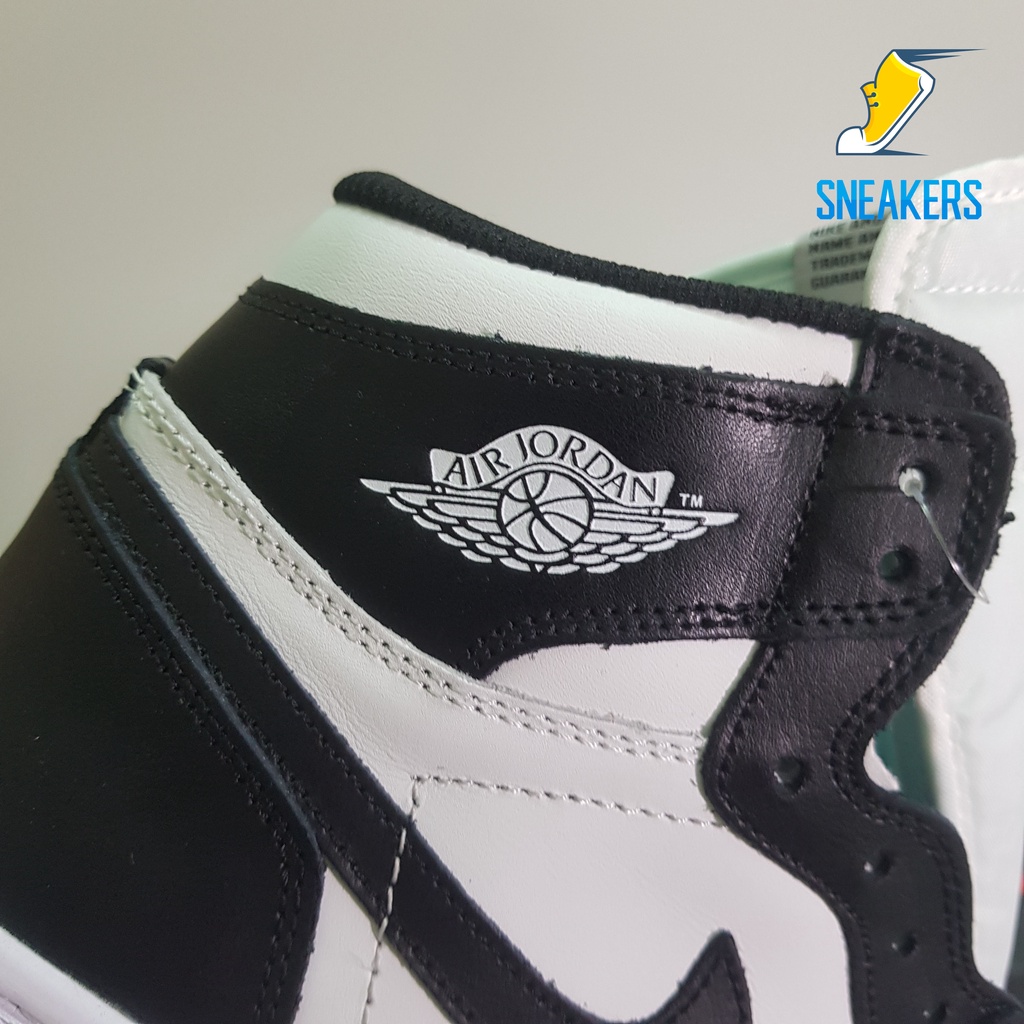 Giày Jordan 1 High Panda Black White Cao Cấp Fullbox, Giày thể thao jordan 1 cổ cao đen trắng da nhăn, lót 2 lớp êm chân