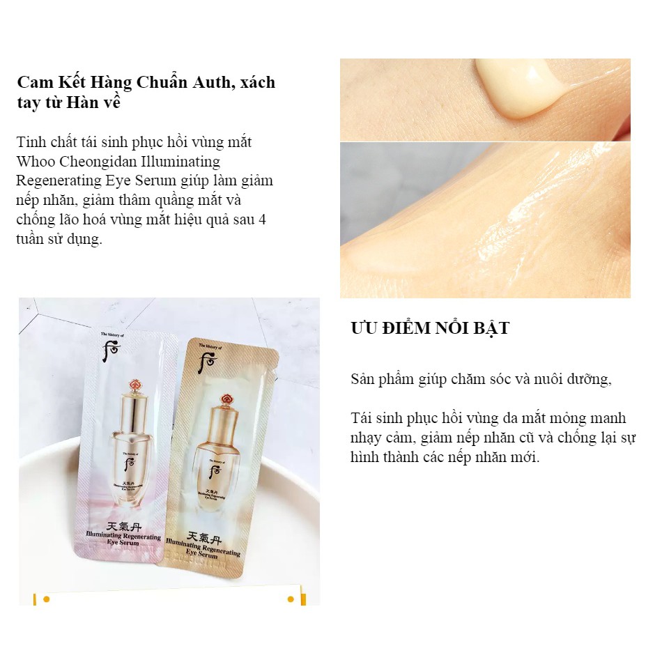 Gói serum dưỡng mắt Whoo IIIuminating Regenerating Eye Serum 1ml_⚡Hàng Mới⚡_𝐄𝐁𝐈𝐒𝐔 𝐂𝐎𝐒𝐌𝐄𝐓𝐈𝐂𝐒