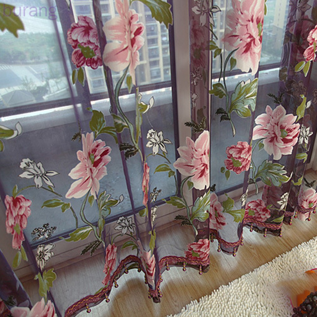 rèm cửa sổ Vải Tuyn Họa Tiết Hoa 100x200cm