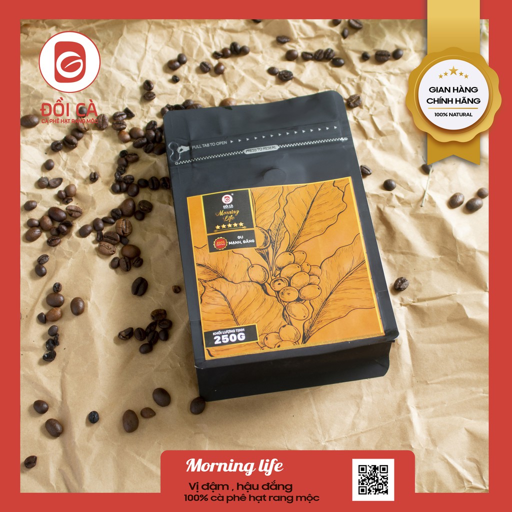 Cà phê Đồi Cà rang xay nguyên chất Morning Life cà phê pha phin.  Túi 250g, 500g, 1kg. Tặng TÚI THƠM | BigBuy360 - bigbuy360.vn