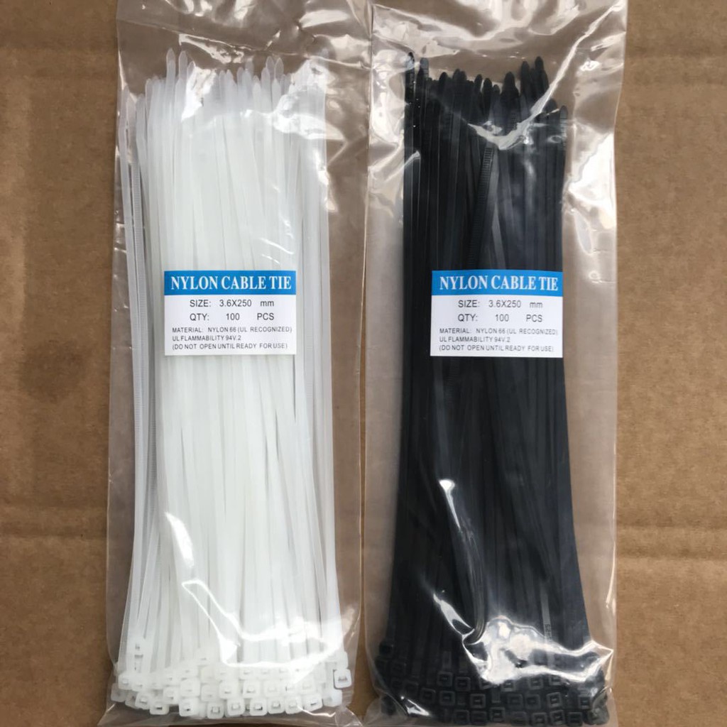 Dây rút nhựa - Dây thít nhựa Gói 100c dây màu đen trắng nhiều kích thước đa năng (10cm),(15cm),(20cm) 88125 SHIPNHANH88