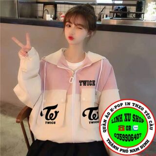 Áo khoác gió TWICE hàng freesize dưới 55kg in theo yêu cầu