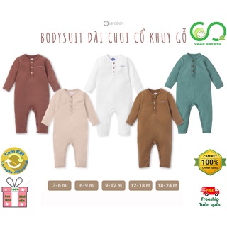 Le coon bodysuit dài chui cổ khuy gỗ bé gái bé trai