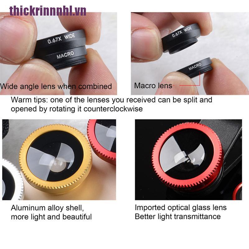 [rinhl]Fish Eye Lenses Mobile Phone Camera Lens Kit Zoom Fisheye Wide Angle With Clip