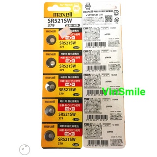 1 vỉ 5 viên, pin 521, pin đồng hồ sr521sw 379 hãng maxell
