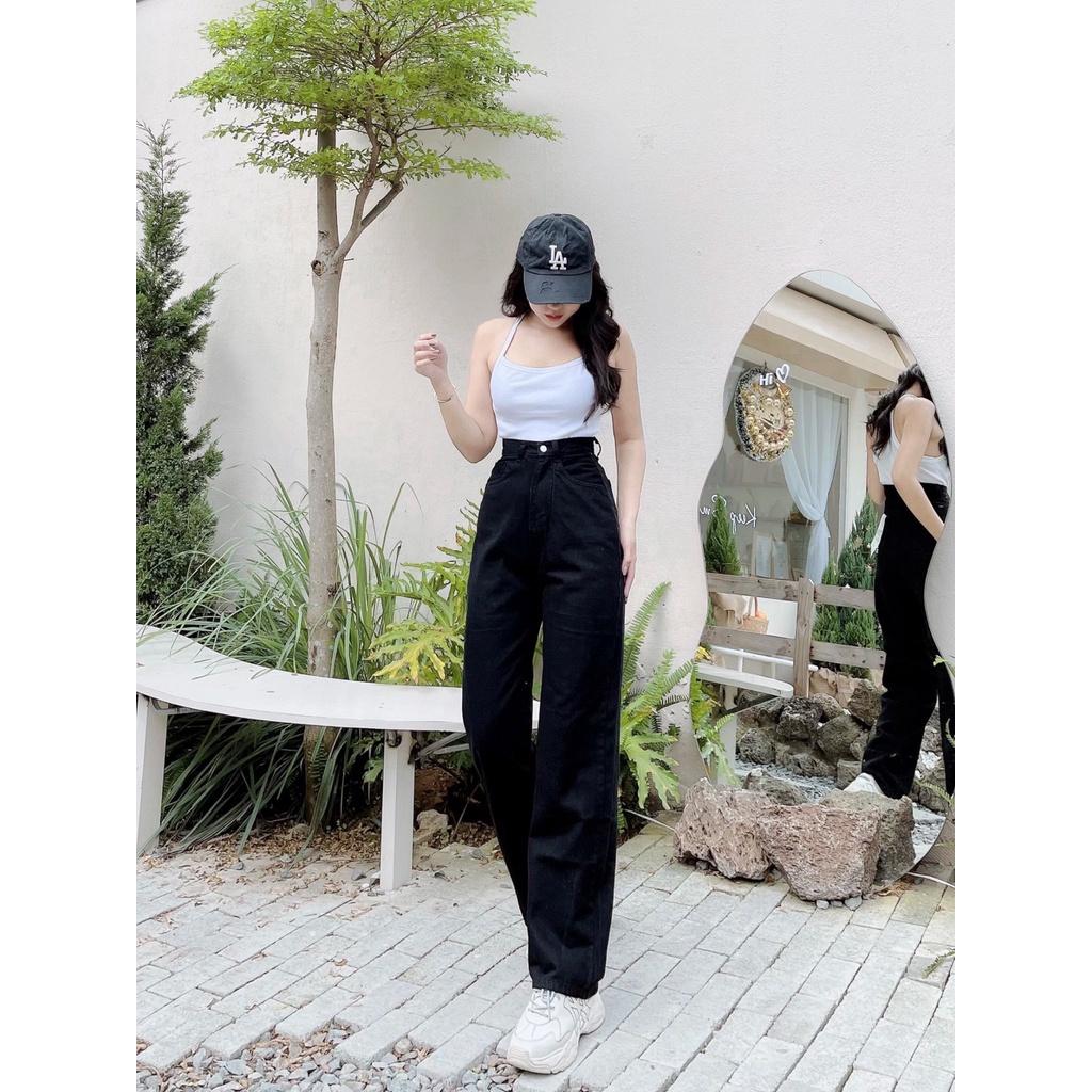 Quần jeans kaki dài ống suông màu đen năng động lên form siêu chuẩn hottrend 2022 | BigBuy360 - bigbuy360.vn