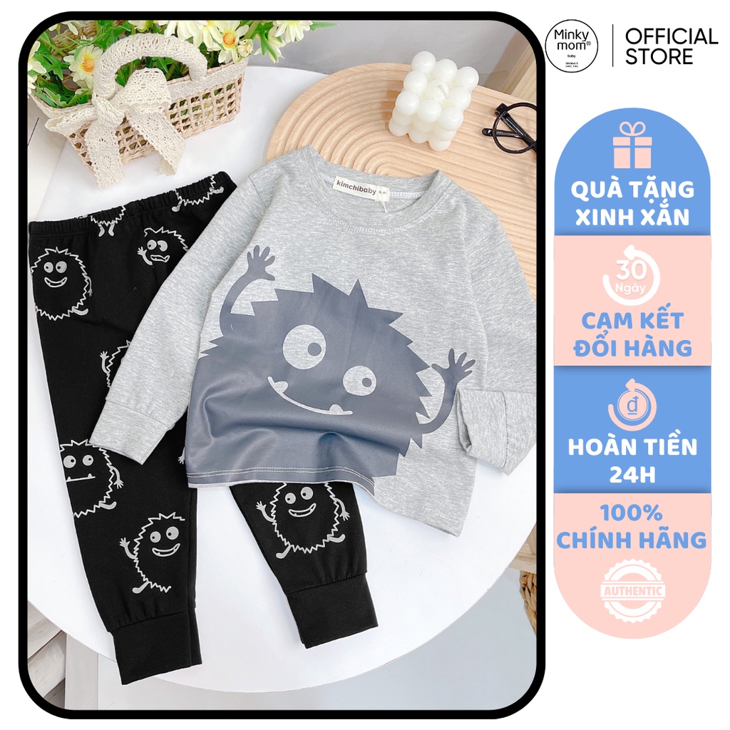[SALE] Bộ Dài Tay Cotton Cho Bé Trai, Bé Gái KIMCHIBABY Hoạ Tiết Halloween, Đồ Bộ Cho Bé Mặc Nhà Thu Đông MKMTD2240