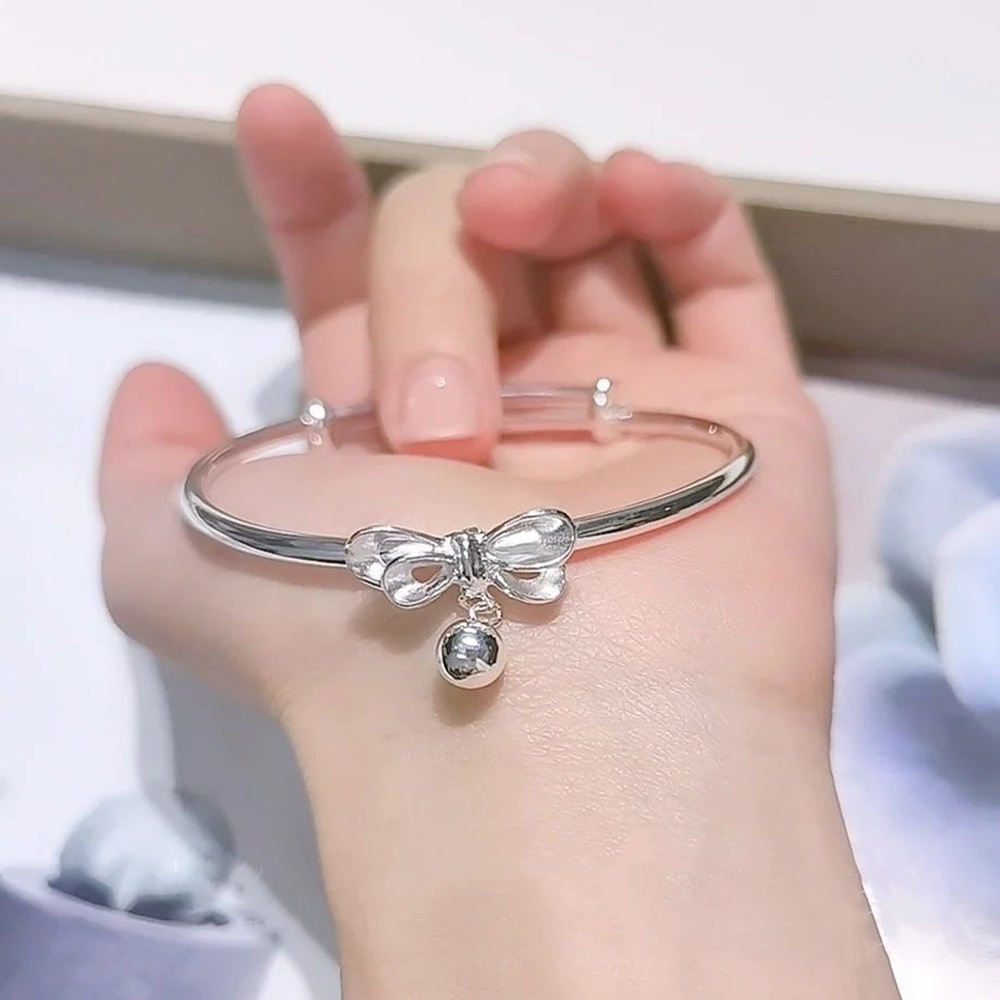 Vòng tay đường kính 16cm mặt hình nơ phối nơ phong cách công chúa ngọt ngào cho nữ