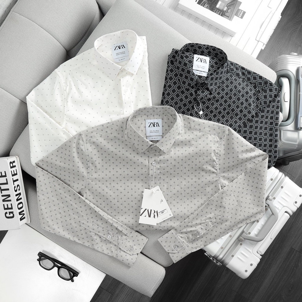 Áo sơ mi nam tay dài ZR họa tiết màu xám đậm vải cotton lụa xuất khẩu cao cấp - Đẳng cấp phái mạnh