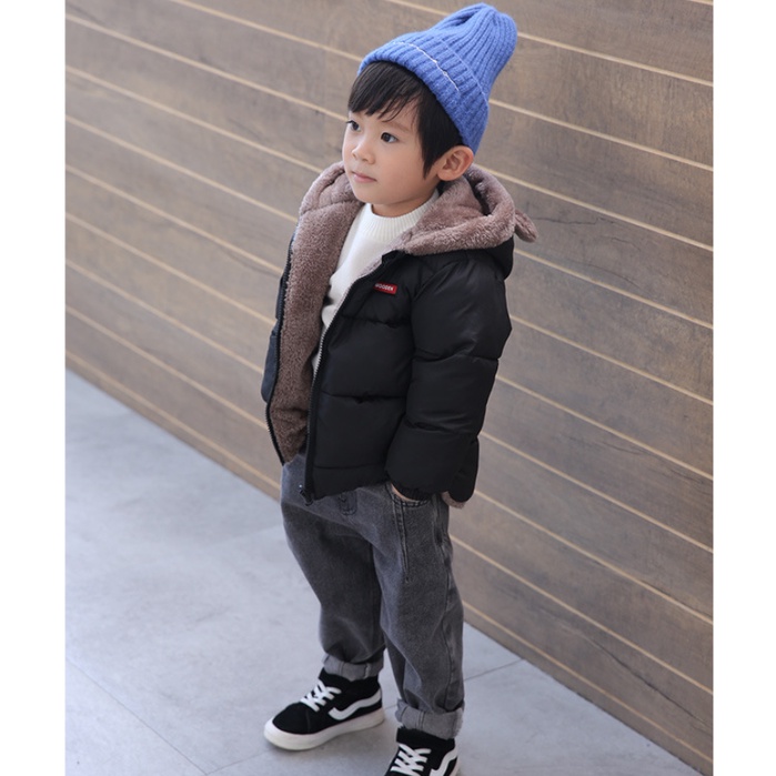 Áo phao béo tai gấu lót lông siêu ấm cho bé, áo khoác 2 mặt hàng Quảng Châu cao cấp cho bé trai và bé gái