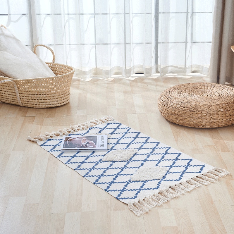 (60cmx90cm)Thảm thổ cẩm trải sàn hoa văn thêu nổi đẹp mắt, hàng cao cấp vải dày đẹp