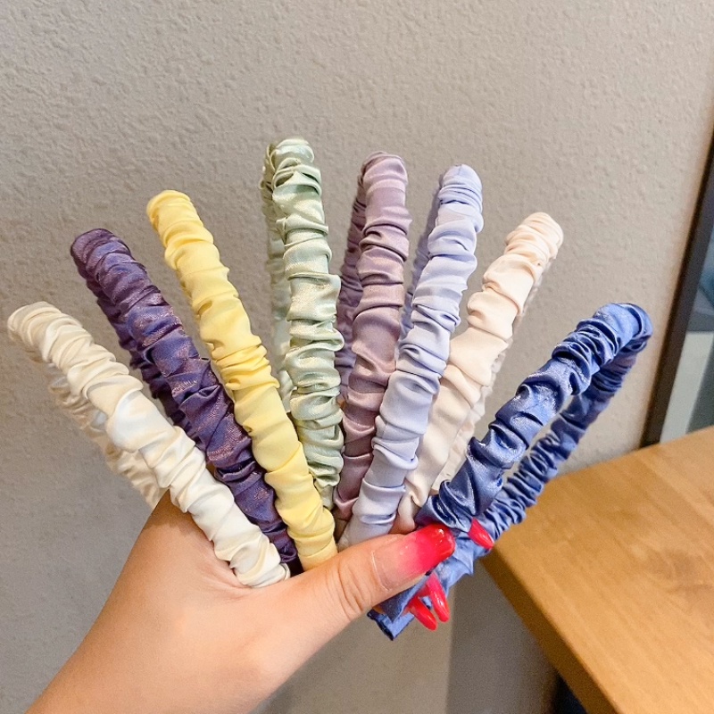 Băng Đô Cài Tóc Bằng Lụa Satin Phối Bèo Dễ Thương Phong Cách Hàn Quốc Cho Cô Dâu