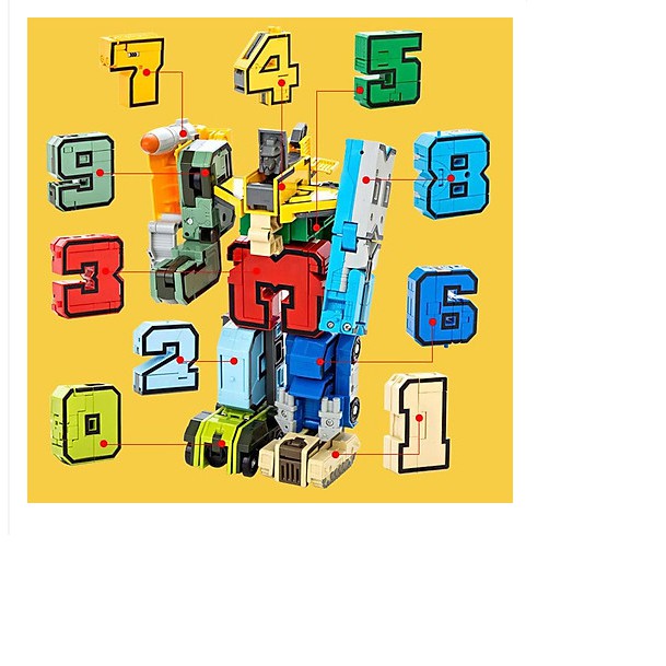 Đồ Chơi Lắp Ghép Bộ Chữ Số Biến Hình Từ 1 2 3 4 5 6 7 8 9 Thành Robot LEGO STYLE- Legoxanh