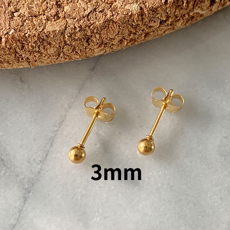 Khuyên tai hạt tròn bằng thép titan đính hạt đậu phong cách Hàn Quốc đơn giản cho học sinh