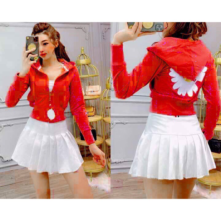 ÁO KHOÁC LỬNG THUN NỮ THÊU HOA CÚC KHOÁT THỜI TRANG CROPTOP SÀNH ĐIỆU