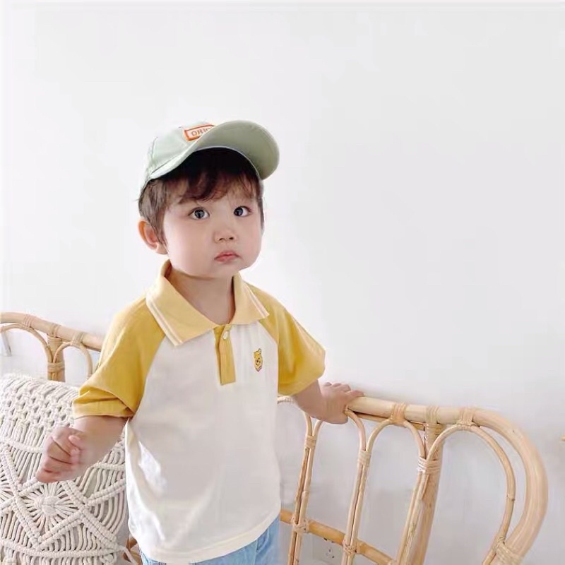 Áo polo bé trai, Áo thun bé trai bé gái cộc tay cổ trụ chất cotton tàu xịn cài cúc ngực