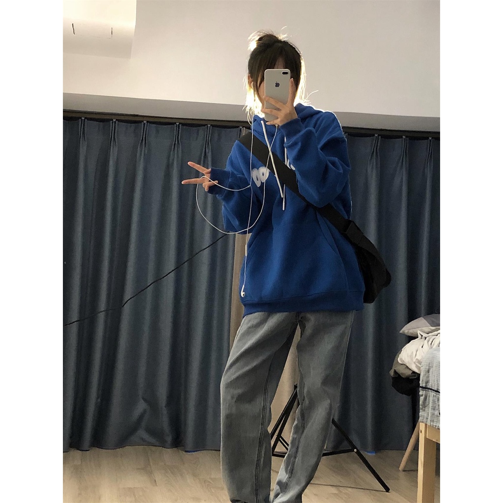 Áo hoodie ZHELIHANGFEI dáng rộng giản dị thể thao thời trang đa năng