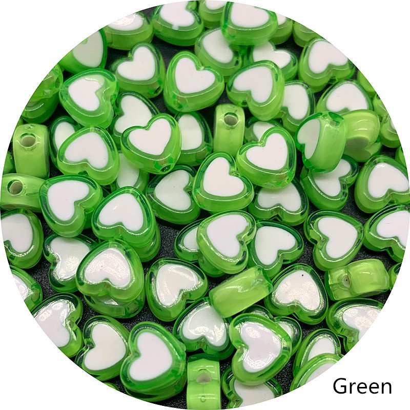 Bộ 50 Hạt Xỏ Hình Trái Tim 8mm Làm Trang Sức Thủ Công