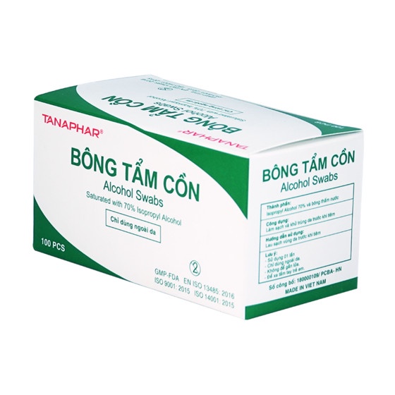 1 thùng bông tẩm cồn Tanaphar Alcohol Pads, bông tẩm cồn y tế tiện dụng - 200 hộp/thùng