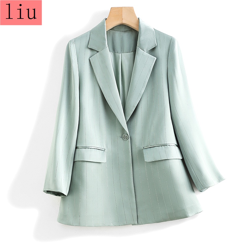 Áo Khoác Vest Dáng Rộng Bằng Lụa Satin Màu Vàng Sáng Phong Cách Cổ Điển Thời Trang Hàn Quốc Cho Nữ S10818