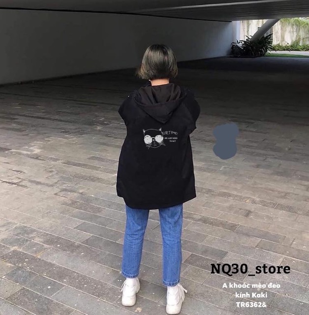 Áo khoác kaki mèo đeo kính -TR