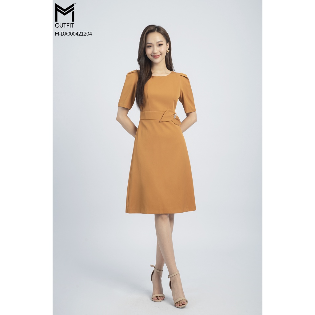 Đầm chữ A cổ tròn, tay ngắn bồng vai MMOutfit M-DA000421204