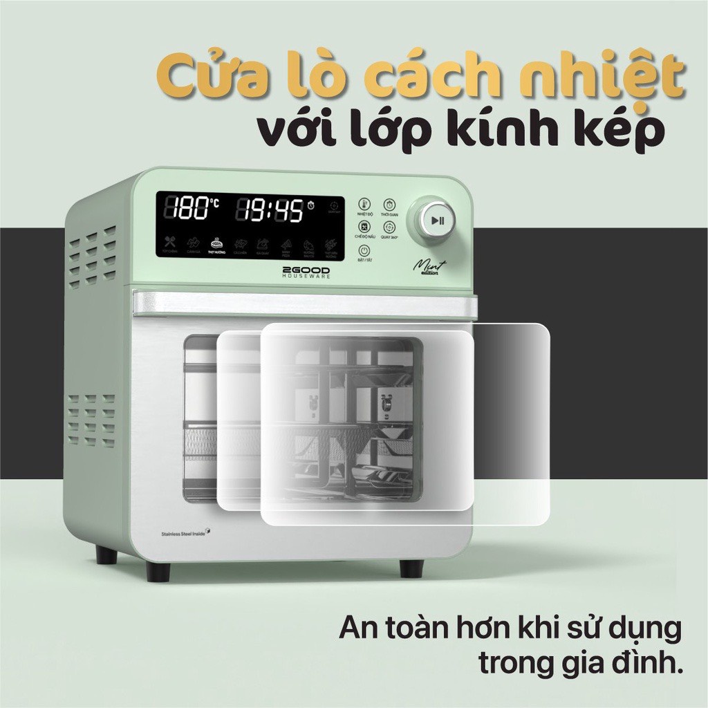 Nồi Chiên Không Dầu 2GOOD Vortex S18, S19, S20 Inox 304, Lò Nướng Điện - Bảo Hành 12 tháng