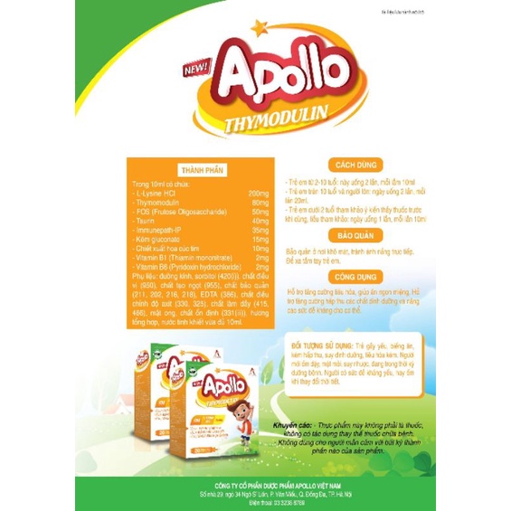 SIRO APOLLO TĂNG CƯỜNG TIÊU HOÁ_GIÚP TRẺ HẾT BIẾNG ĂN