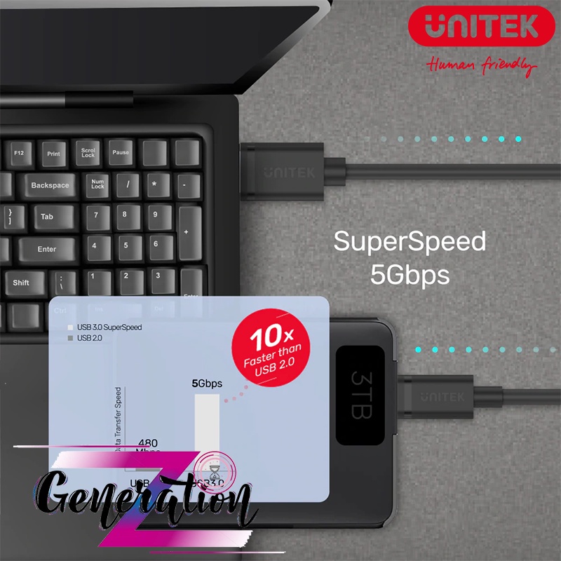 CÁP CHUYỂN ĐỔI USB 3.0 TO TYPE-C UNITEK C14103BK DÀI 1.5M - 2M - 3M - CÁP SẠC TYPE-C UNITEK