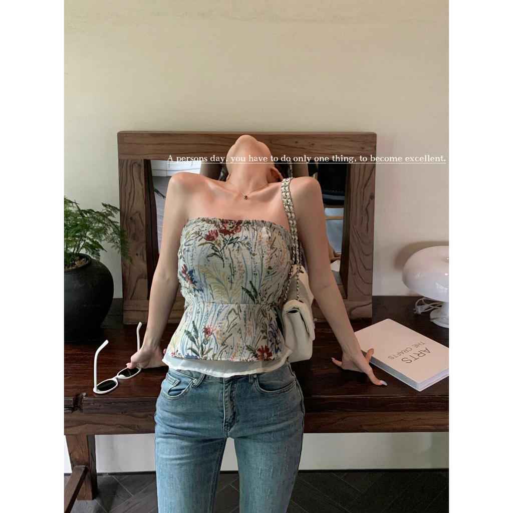 Áo Croptop Trễ Vai Ôm Dáng Họa Tiết Hoa Thời Trang Mùa Hè Quyến Rũ Cho Nữ