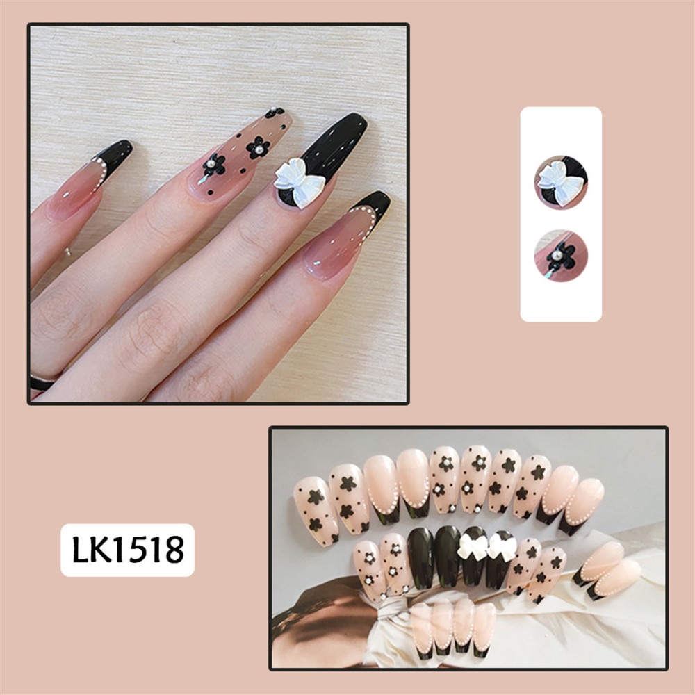 Set 24 Móng Tay Giả 10 Kiểu Họa Tiết 3d Thời Trang
