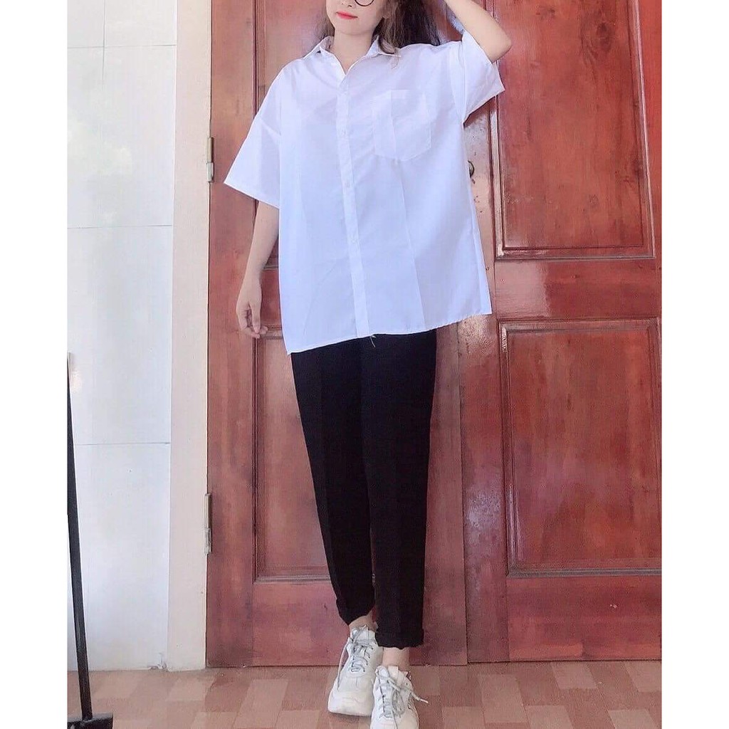 [ẢNH THẬT Áo Sơ Mi Trắng - Tay Lỡ Tay Dài | BigBuy360 - bigbuy360.vn