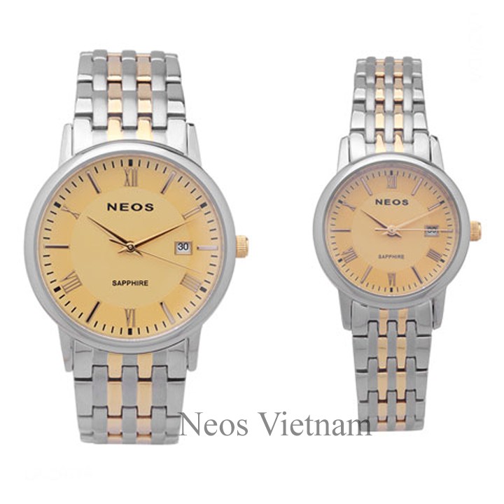 Đồng Hồ Cặp Đẹp Neos N-30859 Tình Nhân Dây Thép