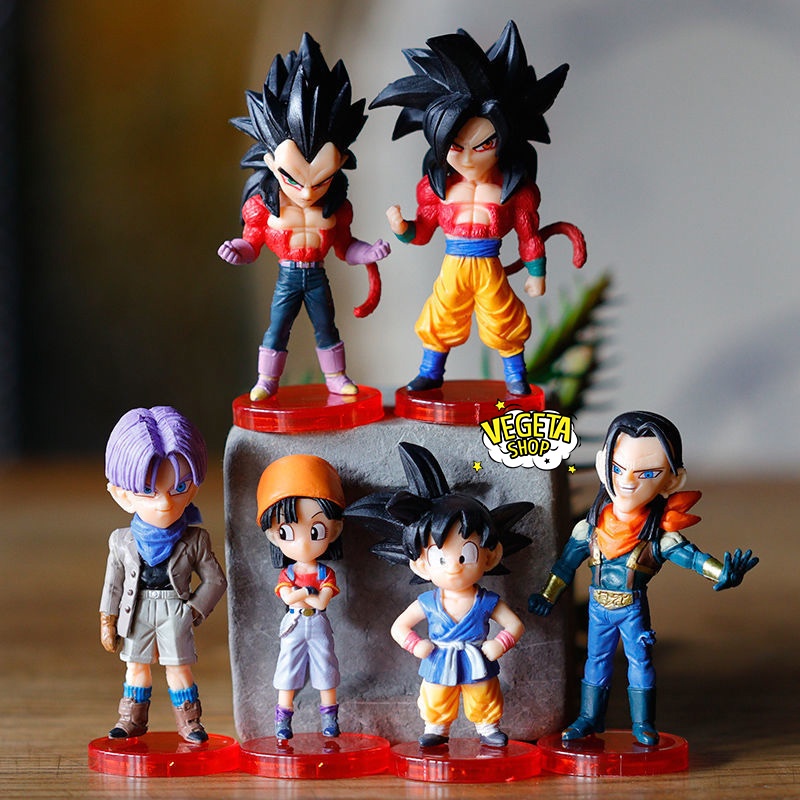 Mô hình Dragon Ball - Dragon Ball GT WCF - Set 6 nhân vật: Songoku Pan Vegeta SSJ4 Trunks Super Android 17 - Cao 8cm