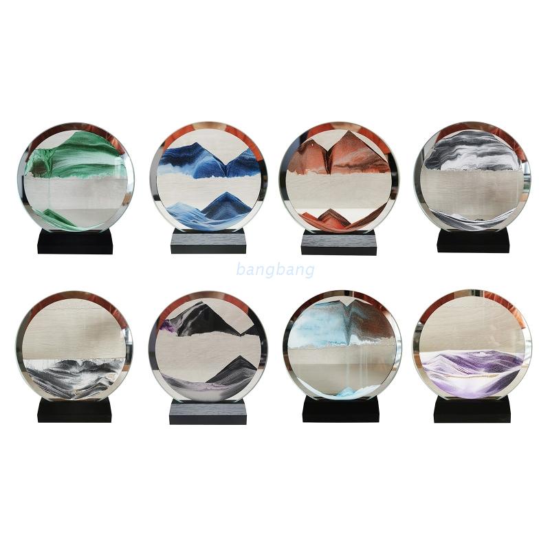 Tranh cát kim tuyến đồng hồ cát hình cảnh biển thiên nhiên chuyển động