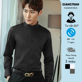 Áo Sơ Mi Nam Cổ Tàu Giangtranmen Màu Trắng Loại Đẹp Dáng Ôm Body Hàn Quốc
