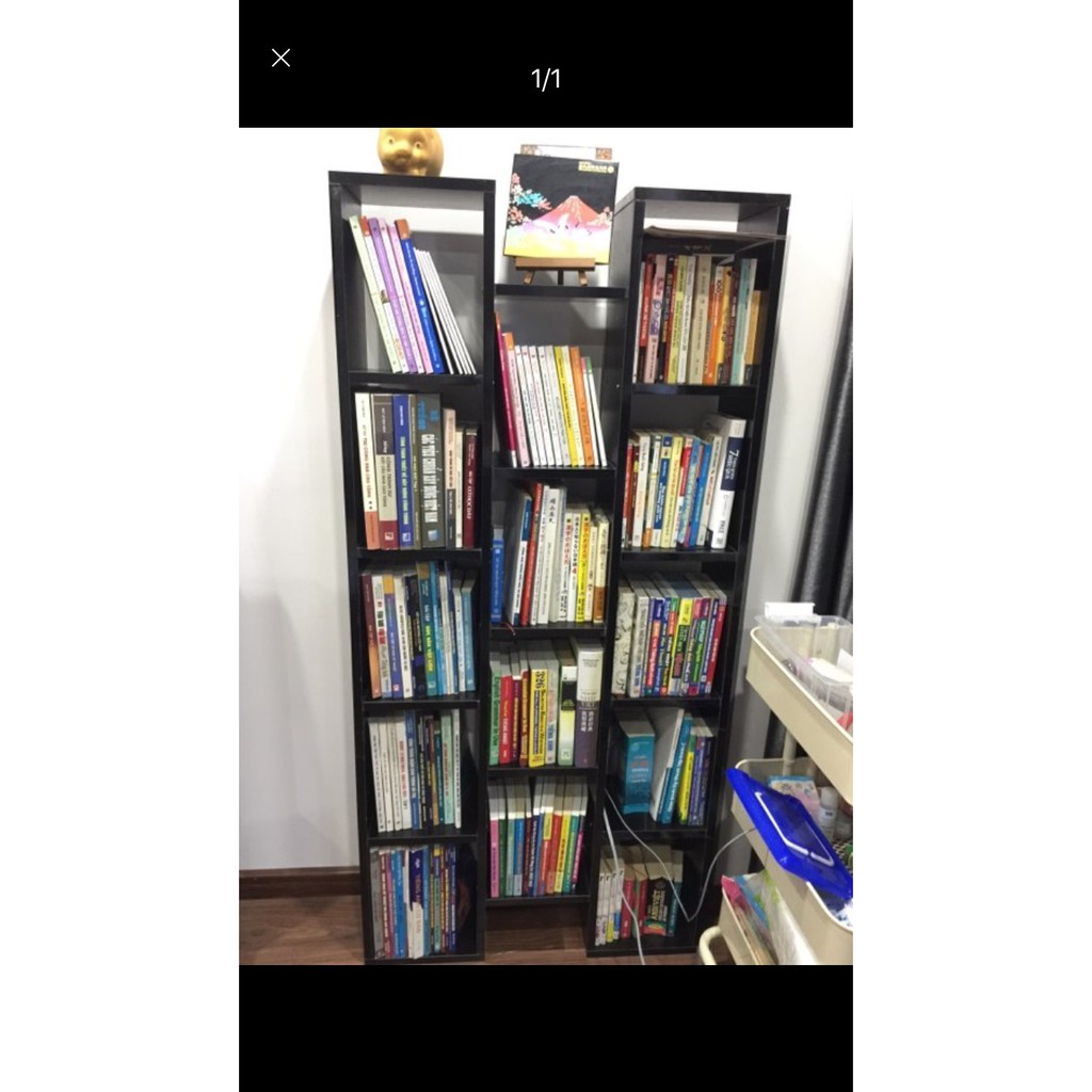 [ HOT TREND] Kệ sách gỗ để sàn thông minh 3 cột( trắng, đen, vân gỗ có sẵn ) phòng khách/làm việc- GP41
