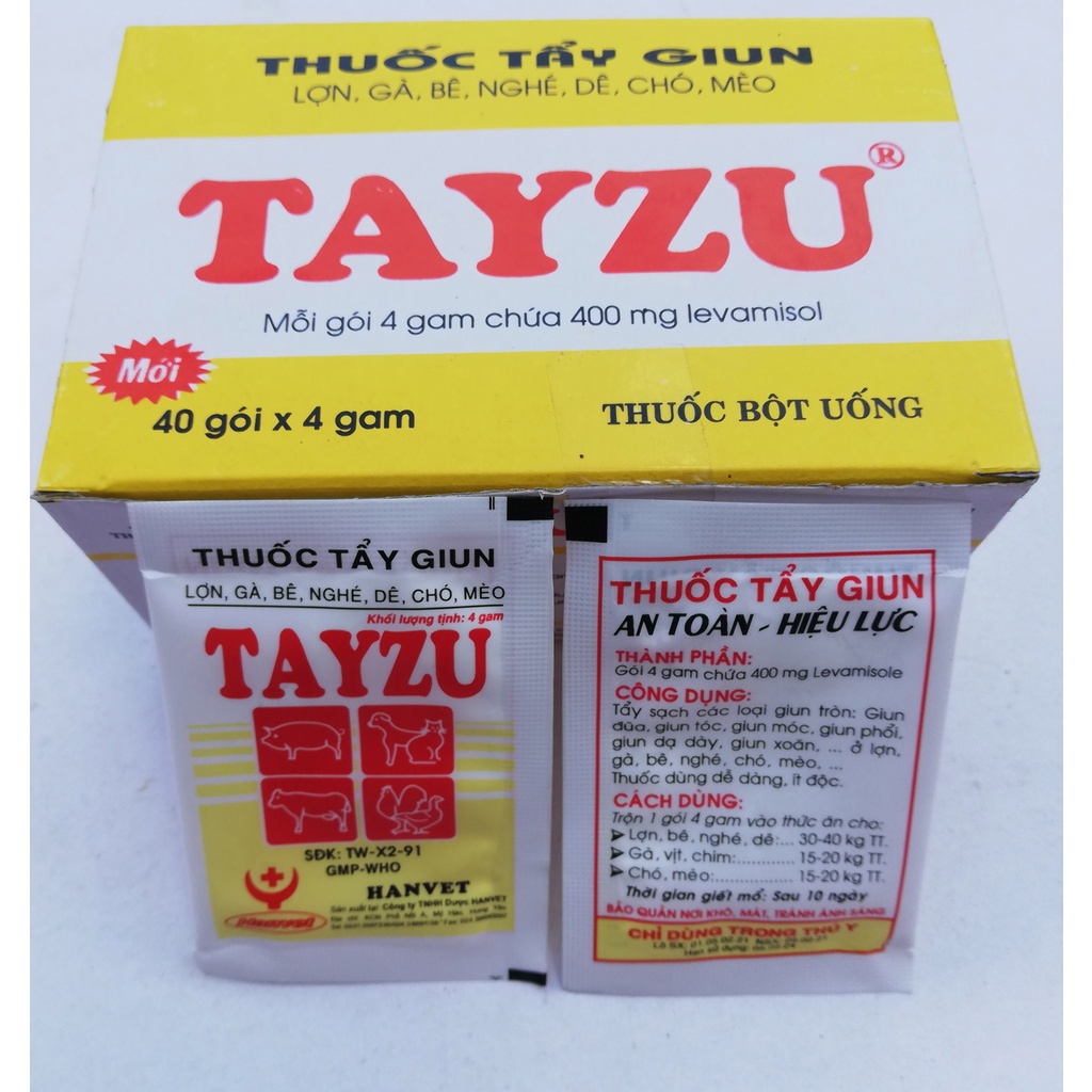 Tayzu Hanvet 4g dùng tốt cho Gia súc, gia cầm, gà chọi, chim cảnh, chó, mèo