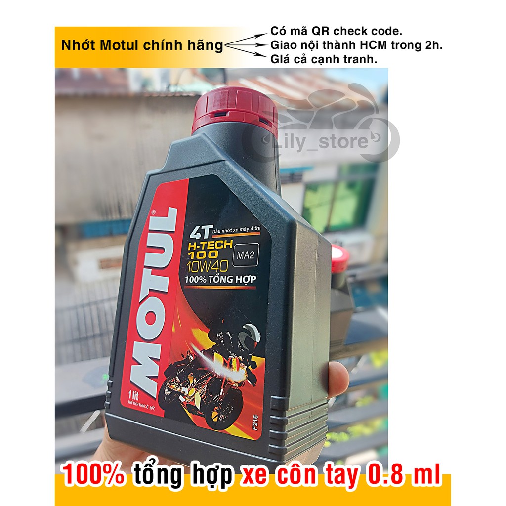 Dầu nhớt Motul H-Tech100 10w40 tổng hợp 100%  dùng cho xe côn