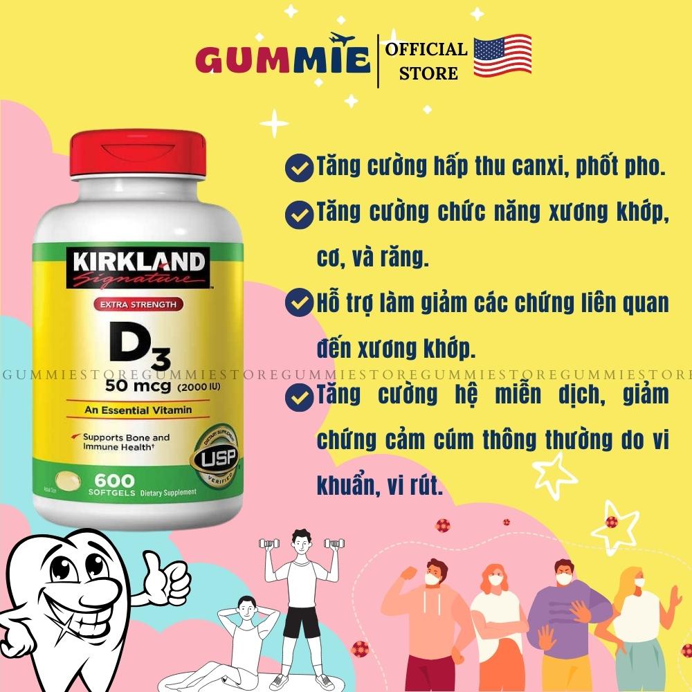 Viên uống bổ sung Vitamin D3 Kirkland Extra Strength D3 50mcg chính hãng Mỹ (date 2024)