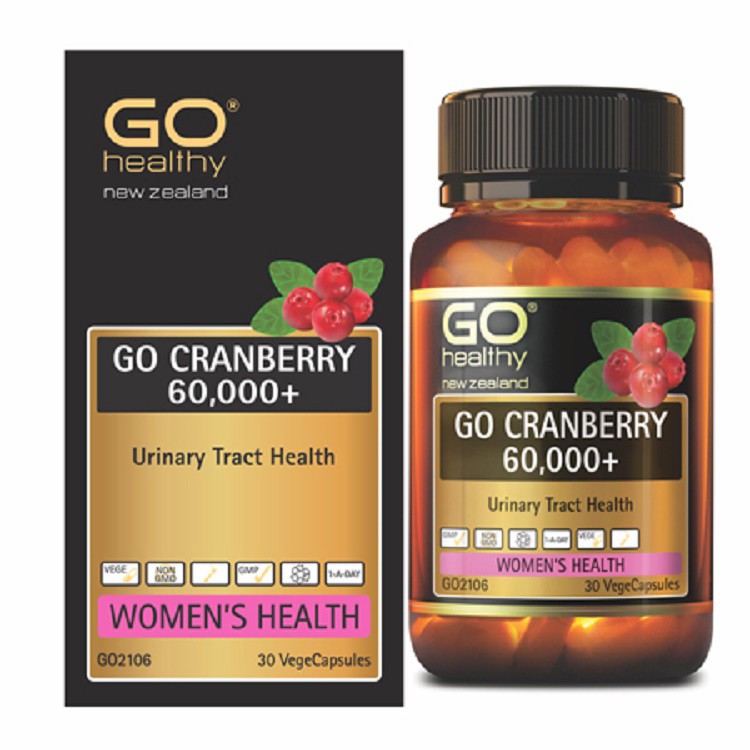 Viên uống Go Healthy GO CRANBERRY 60000+ Hỗ trợ điều trị viêm đường tiết niệu viêm nhiễm phụ khoa nam khoa hộp 30 viên